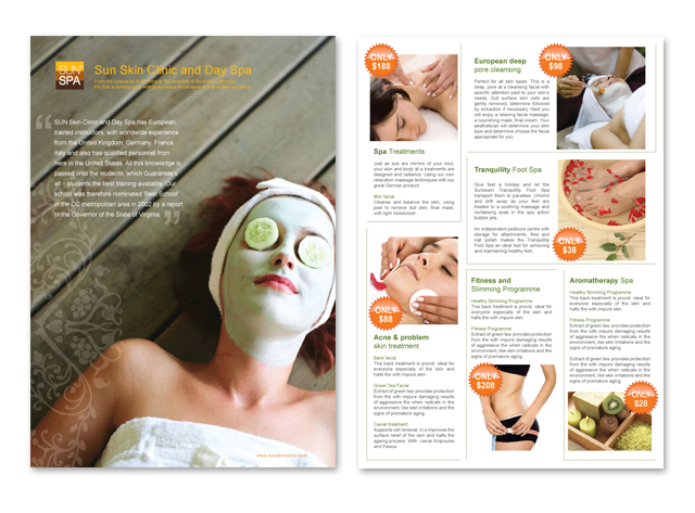 Skin Care & Spa Center Datasheet Template