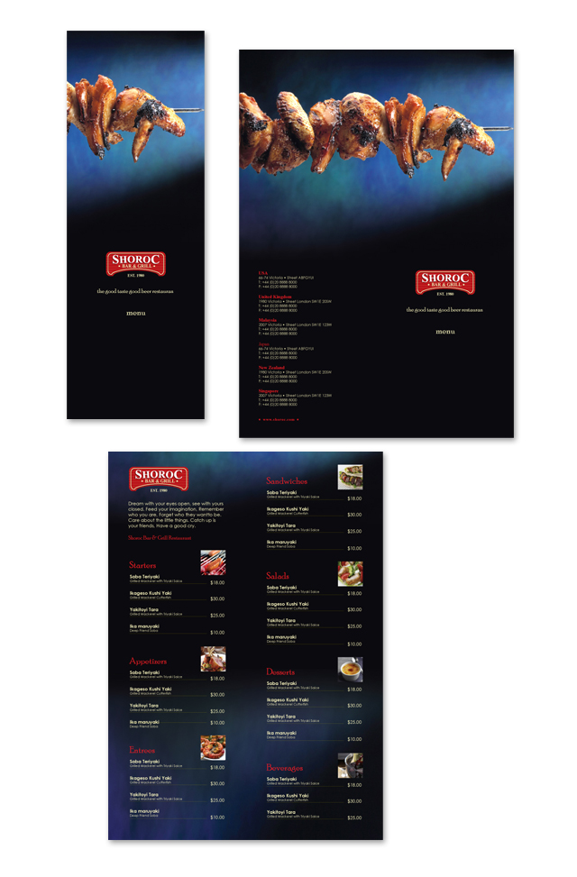 Bar & Grill Restaurant Menu Template