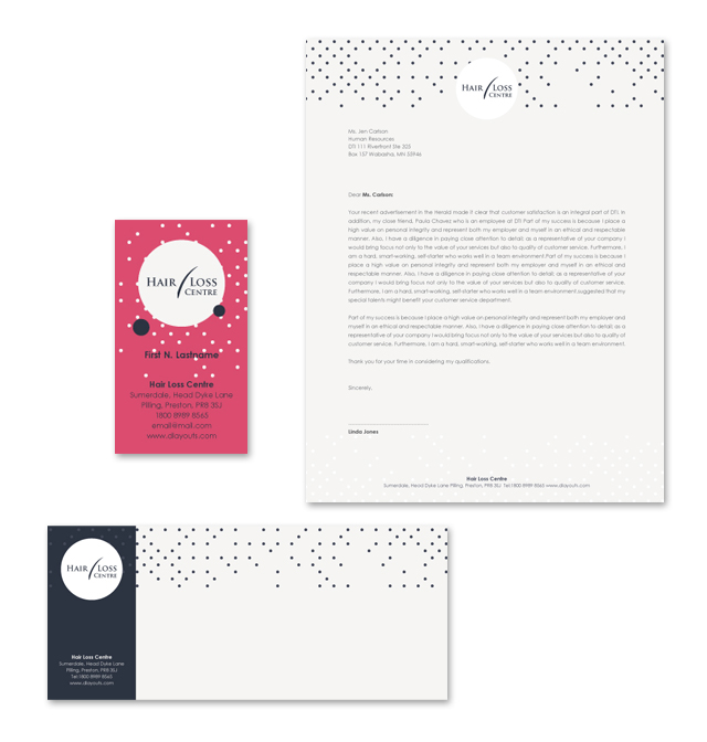 Hair Loss Treatment Centre Stationery Kits Template