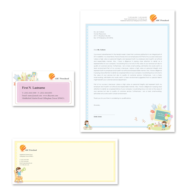 Preschool Stationery Kits Template