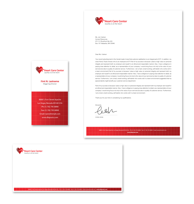 Heart Care Center Stationery Kits Template