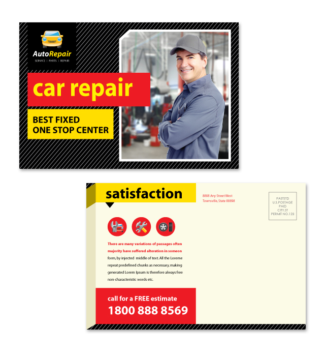 Auto Repair Services Postcard Template