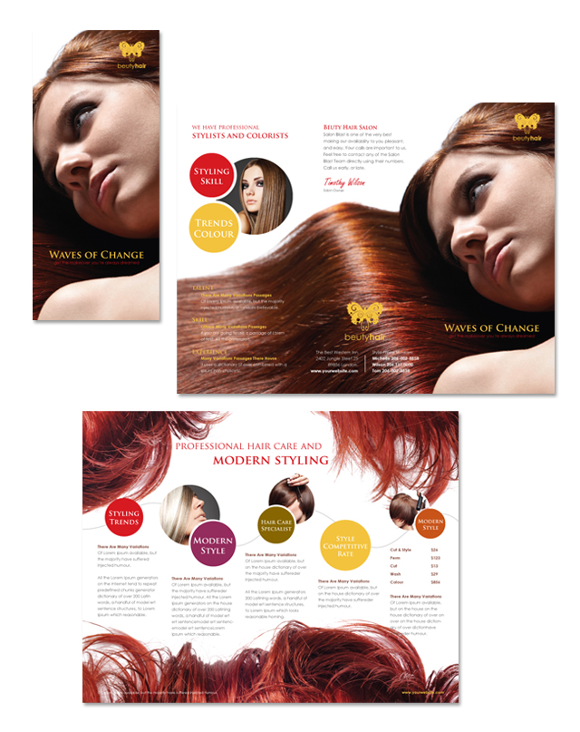 Hair Stylist & Salon Tri Fold Brochure Template