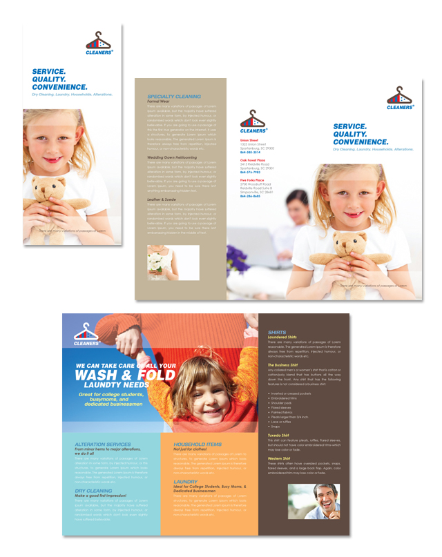 Laundry & Dry Cleaners Tri Fold Brochure Template