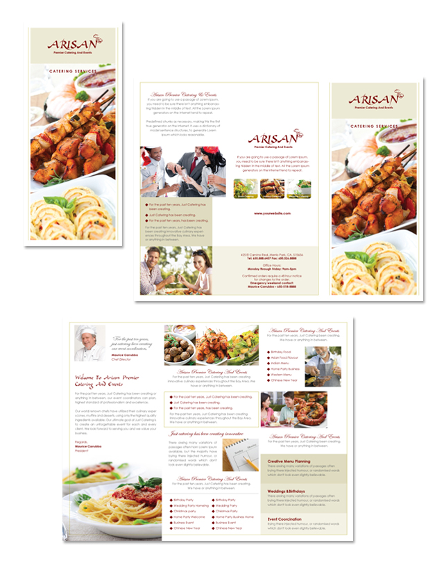 Corporate Event Planner & Caterer Tri Fold Brochure Template