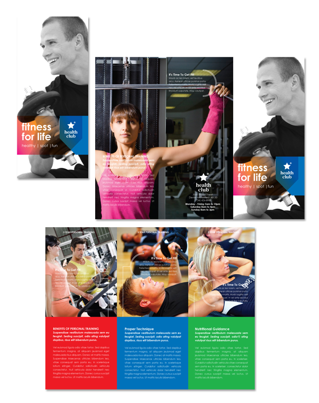 Fitness & Health Sports Club Tri Fold Brochure Template