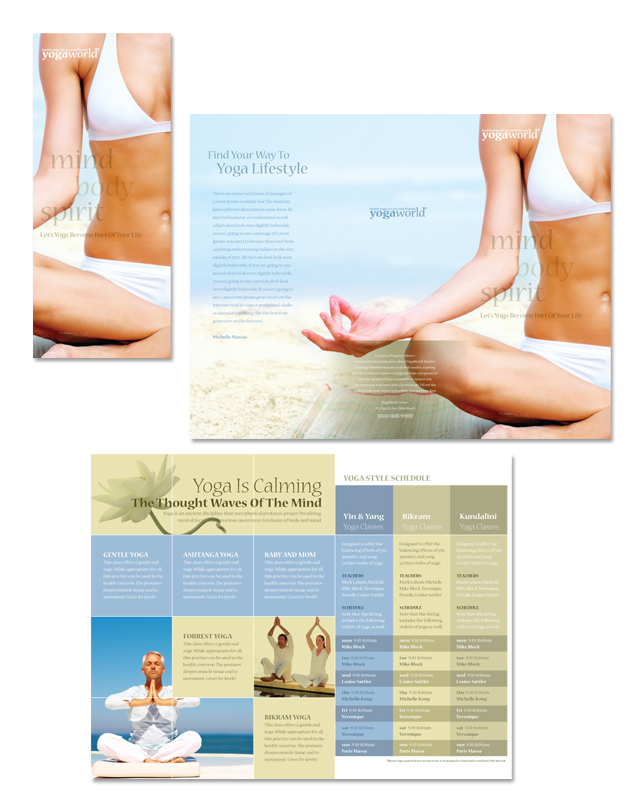 Yoga Fitness & Studio Tri Fold Brochure Template