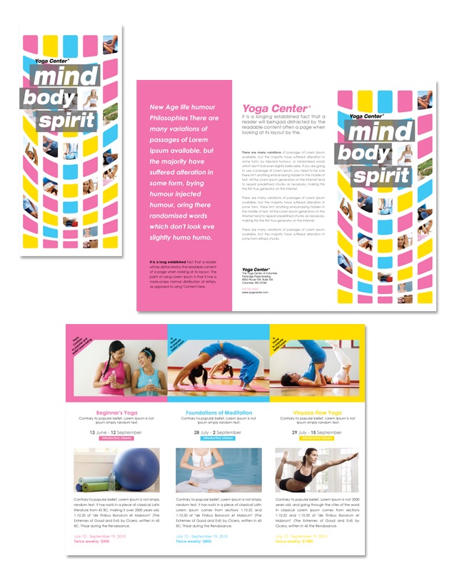 Yoga Instructor & Studio Tri Fold Brochure Template