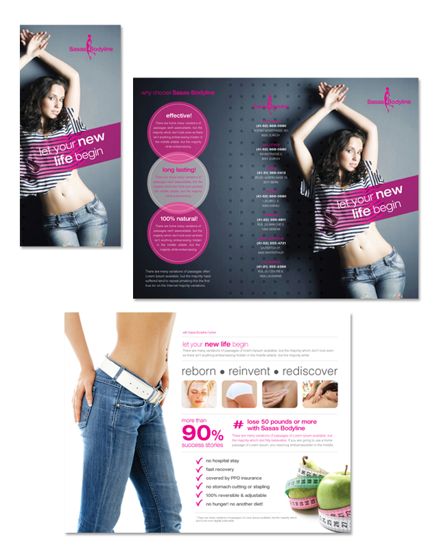 Beauty & Weight Loss Center Tri Fold Brochure Template