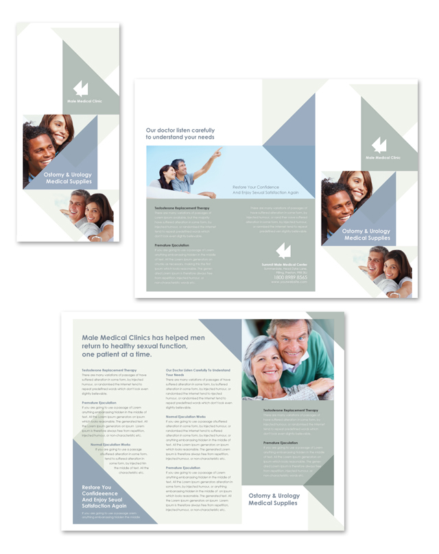 Male Medical Clinic Tri Fold Brochure Template