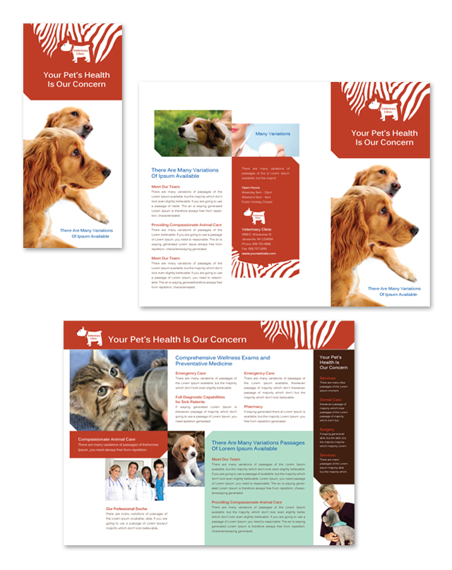 Veterinary Clinic Tri Fold Brochure Template