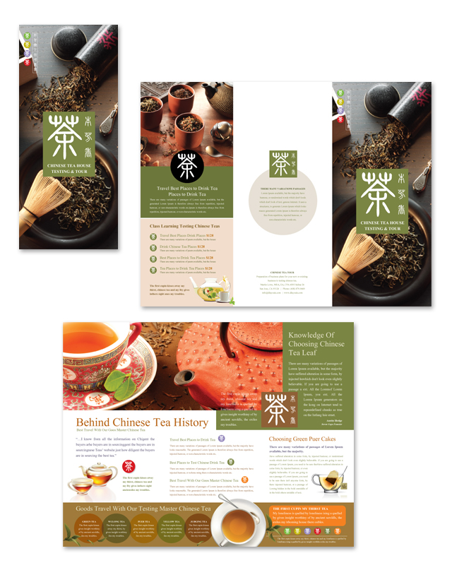 Chinese Tea House Tri Fold Brochure Template dLayoutsBlog