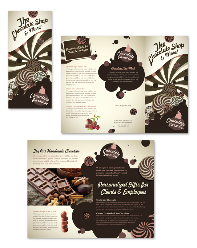 Chocolate Shop Tri Fold Brochure Template