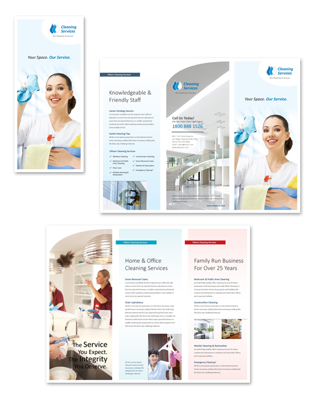 Cleaning & Janitorial Services Tri Fold Brochure Template