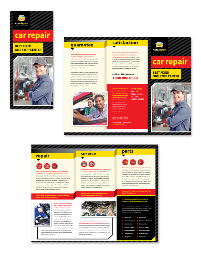 Auto Repair Services Tri Fold Brochure Template