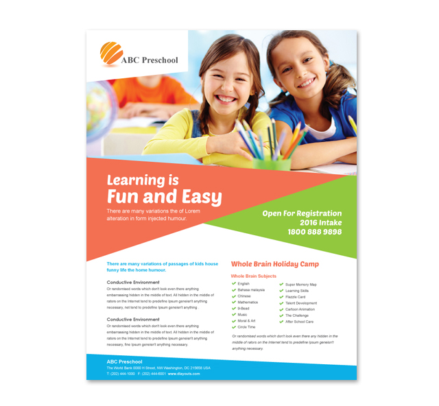 Preschool Education Flyer Template