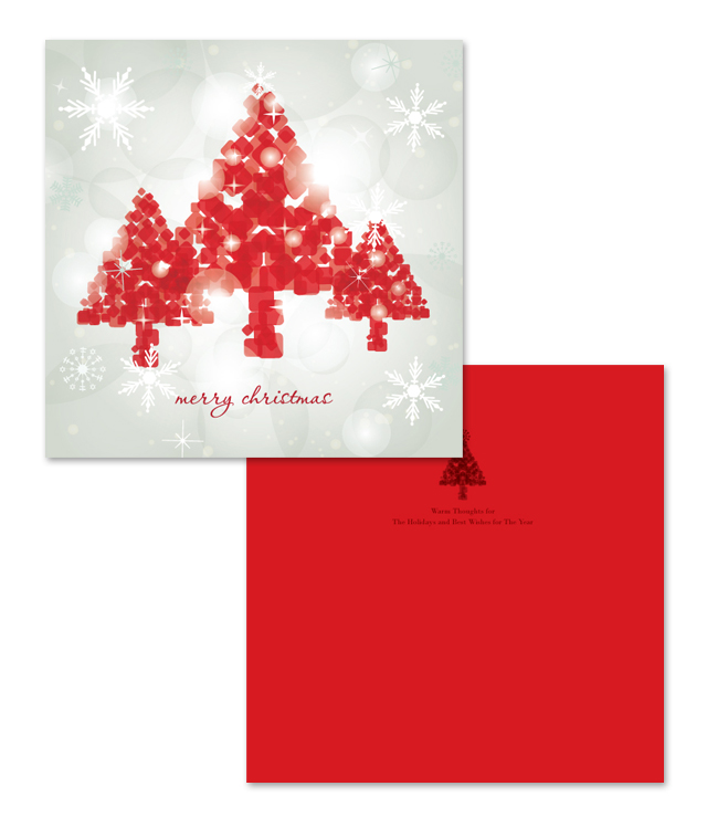 Red Christmas Tree Greeting Card Template
