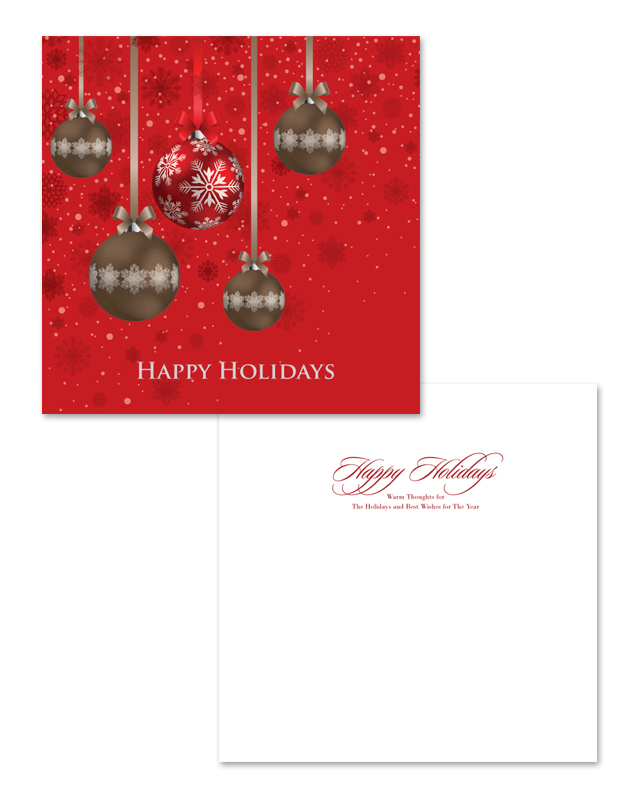 Red Ornament Balls Greeting Card Template