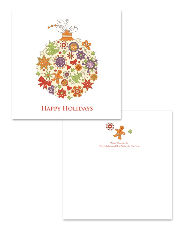 Holiday Ornament Balls Greeting Card Template
