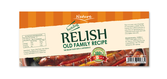 Hotdog Relish Label Template