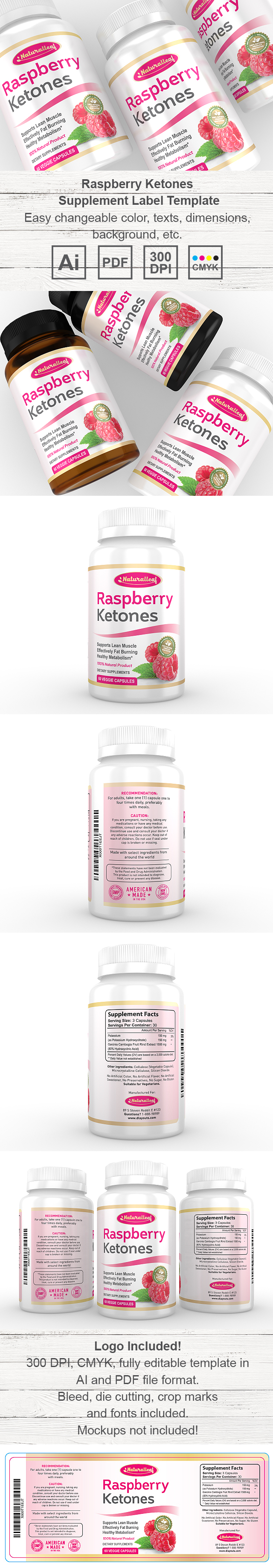 Raspberry Ketones Supplement Label Template