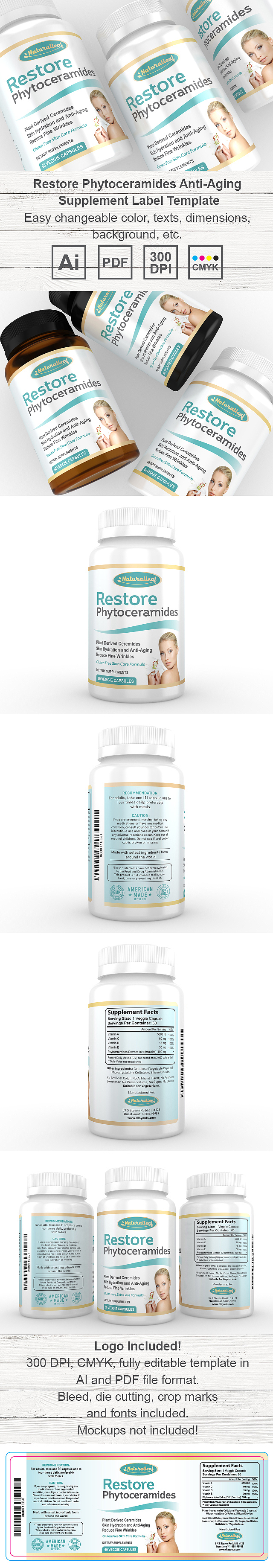 Restore Phytoceramides Anti-Aging Supplement Label