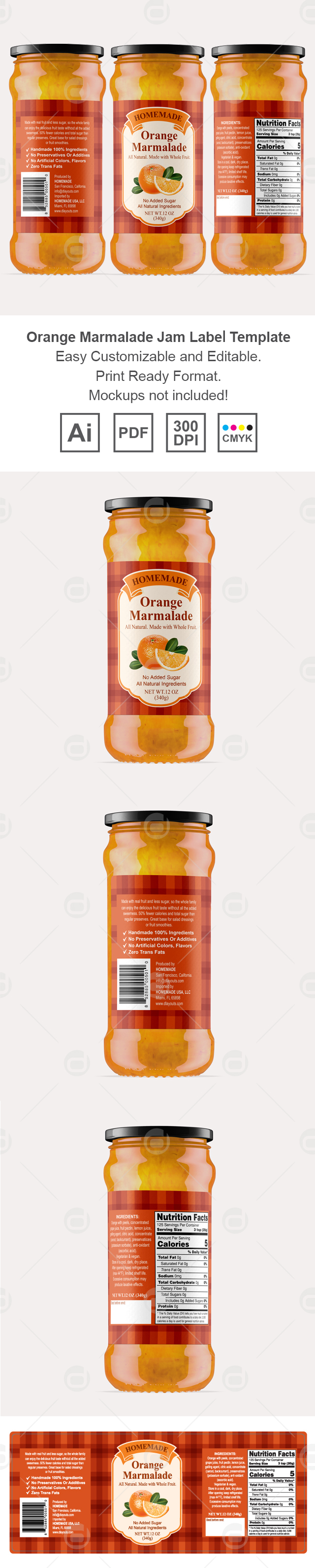 Orange Marmalade Jam Label Template