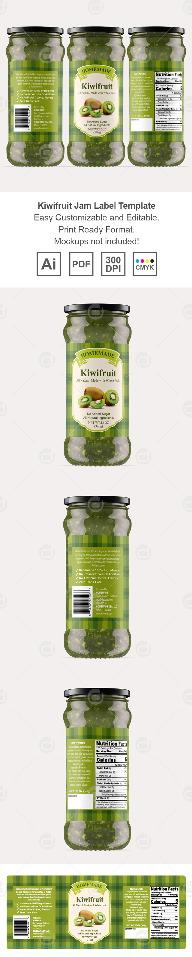 Kiwifruit Jam Label Template