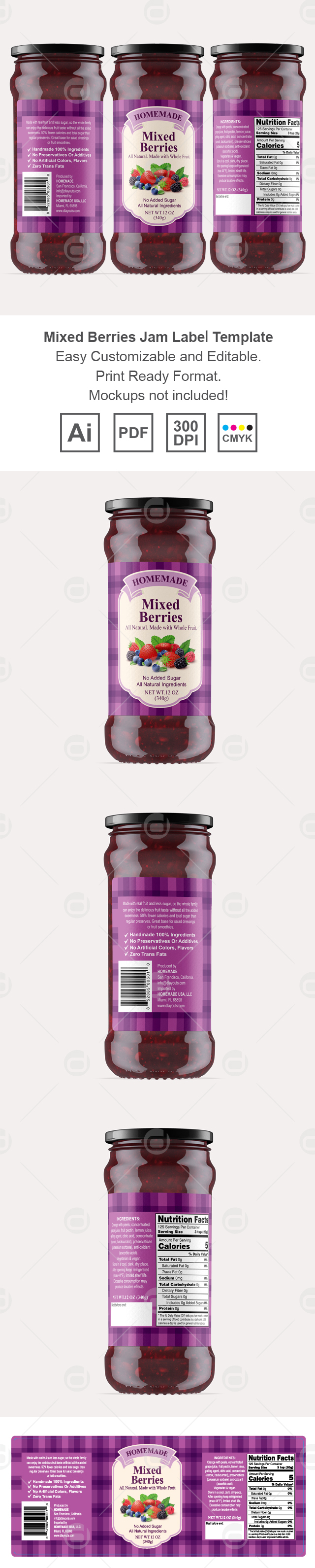 Mixed Berries Jam Label Template