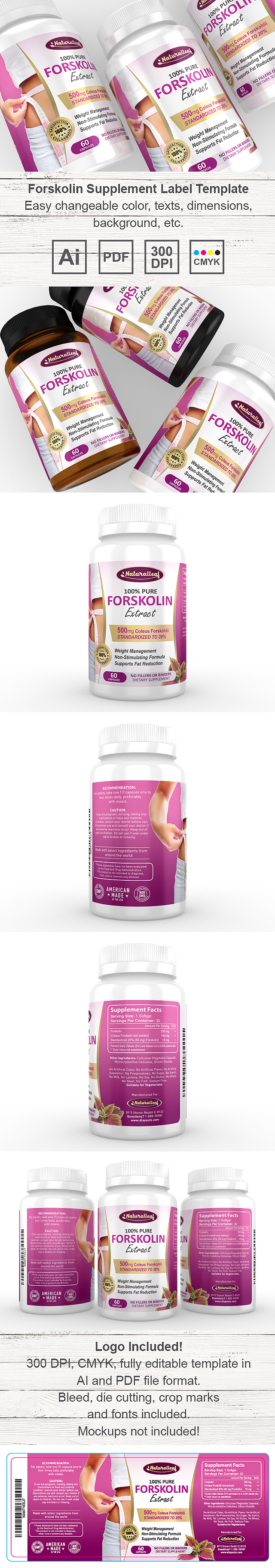 Forskolin Extract Supplement Label Template