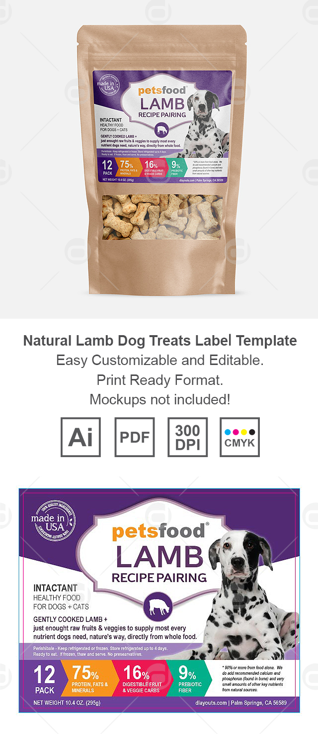 Natural Lamb Dog Treats Label Template