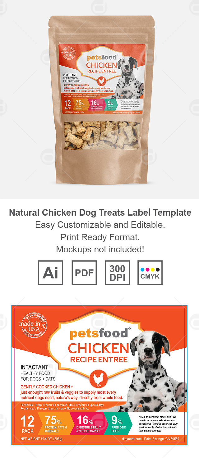 Natural Chicken Dog Treats Label Template
