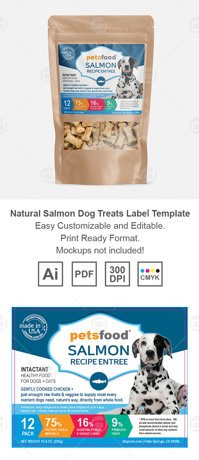 Natural Salmon Dog Treats Label Template