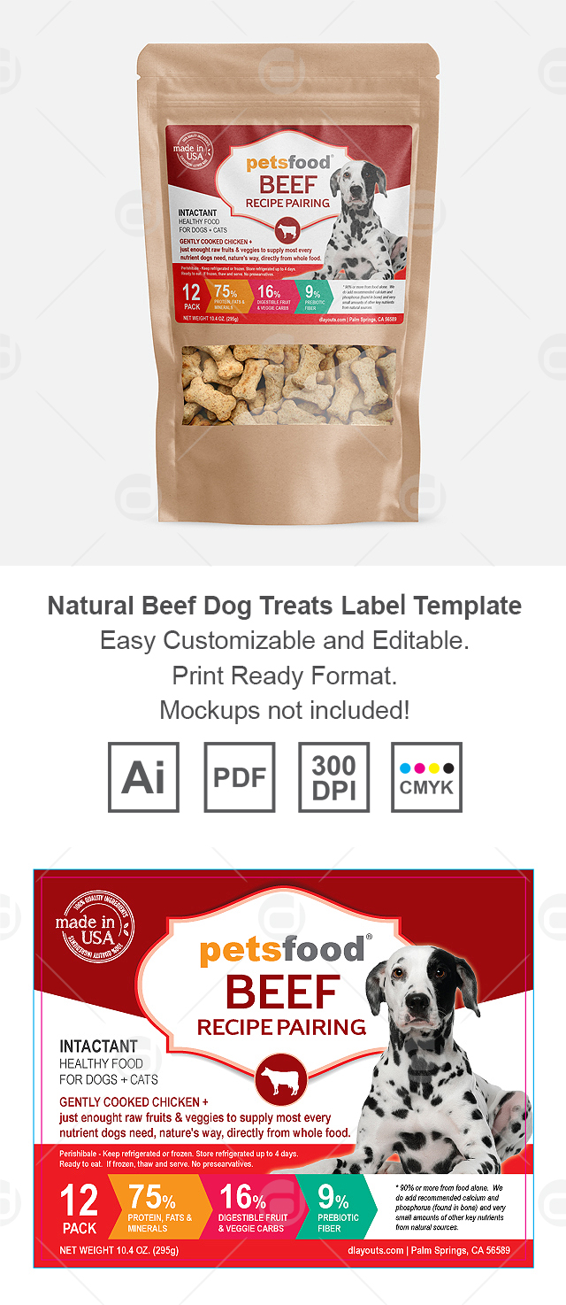 Natural Beef Dog Treats Label Template