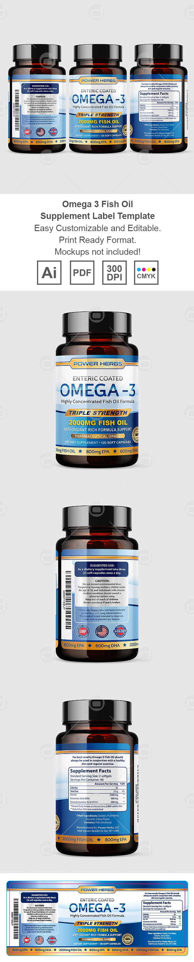 Omega-3 Fish Oil Supplement Label Template