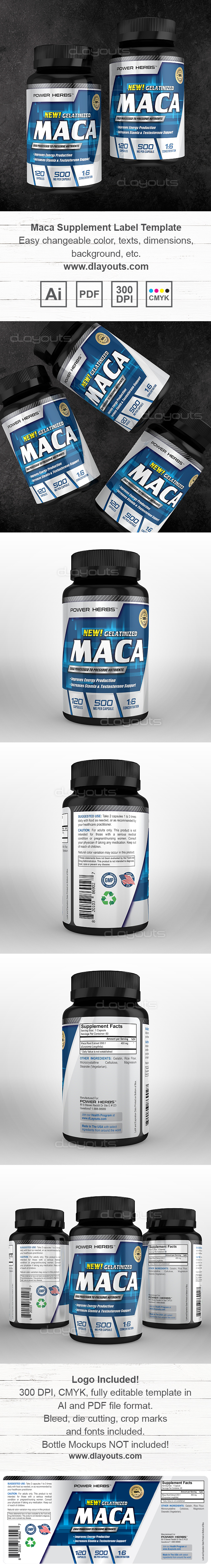 Maca Root Supplement Label Template