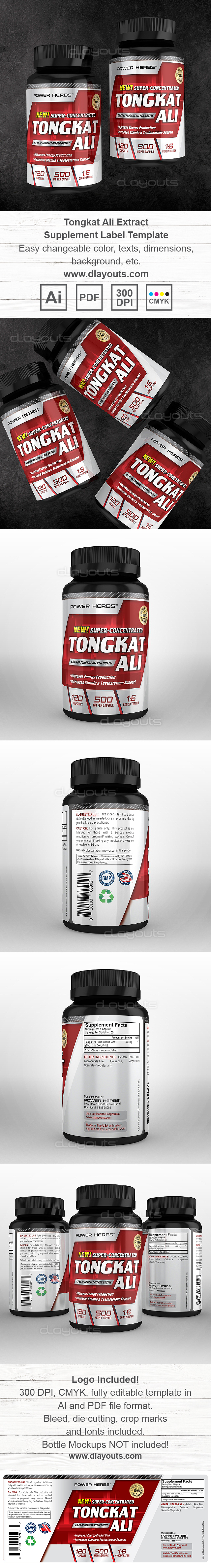 Tongkat Ali Supplement Label Template