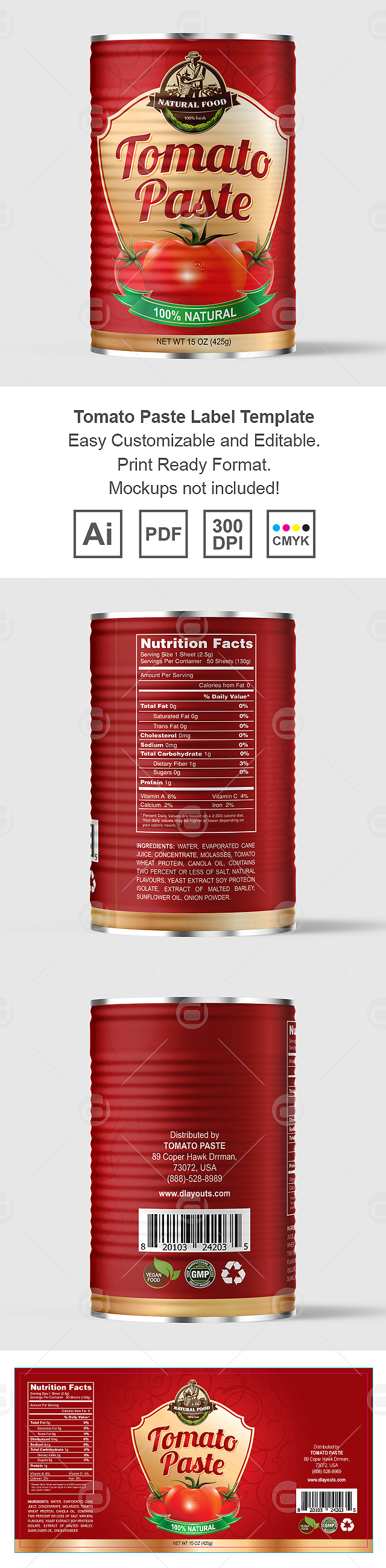 Tomato Paste Label Template