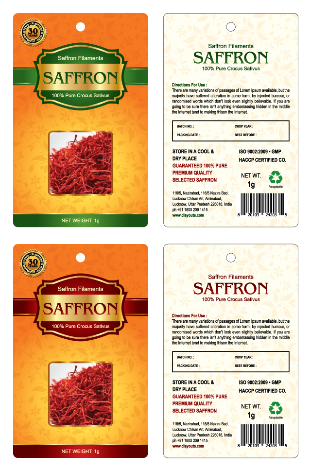 Premium Saffron Label Template