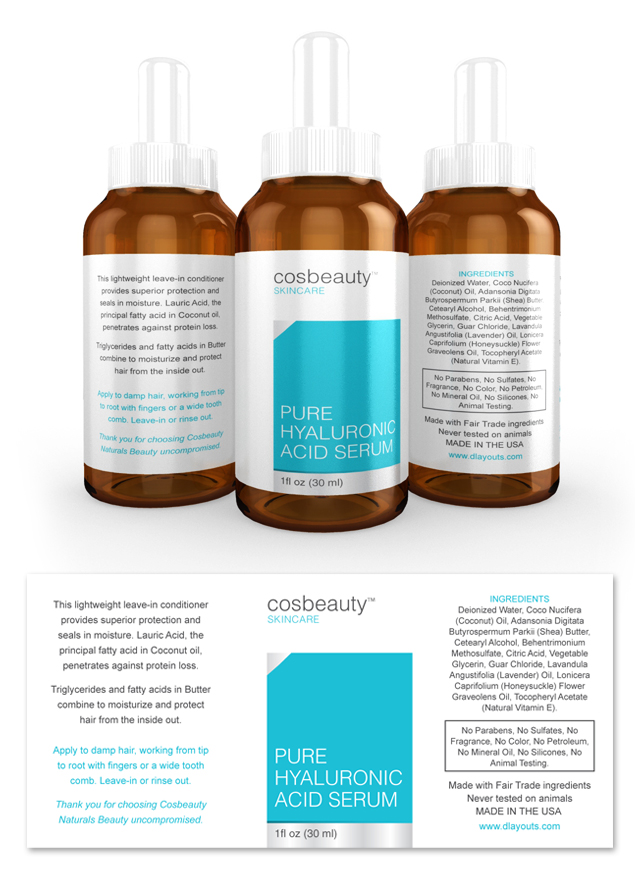 Pure Hyaluronic Acid Serum Label Template