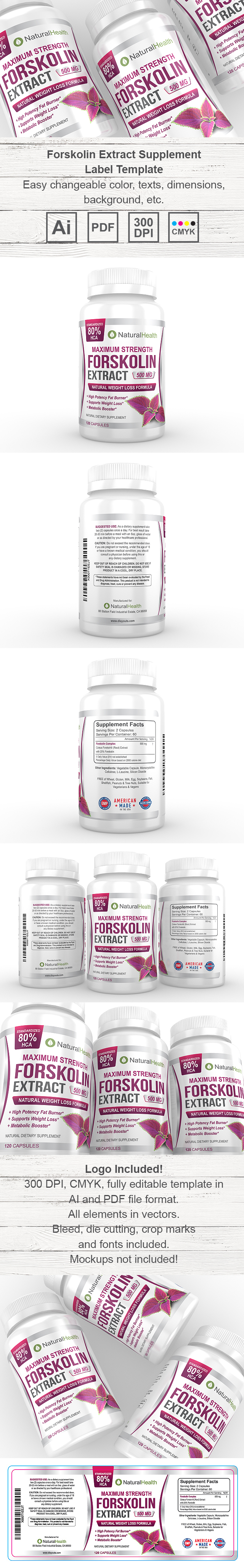 Forskolin Extract Supplement Label Template