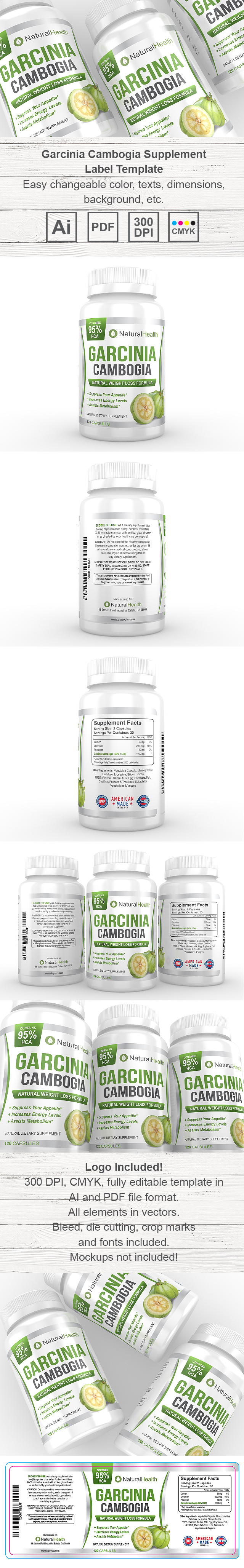 Garcinia Cambogia Extract Supplement Label Template