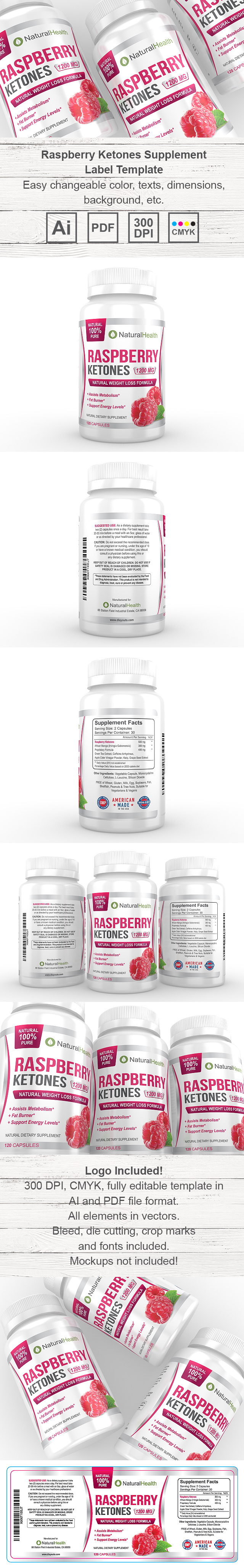 Raspberry Ketone Supplement Label Template