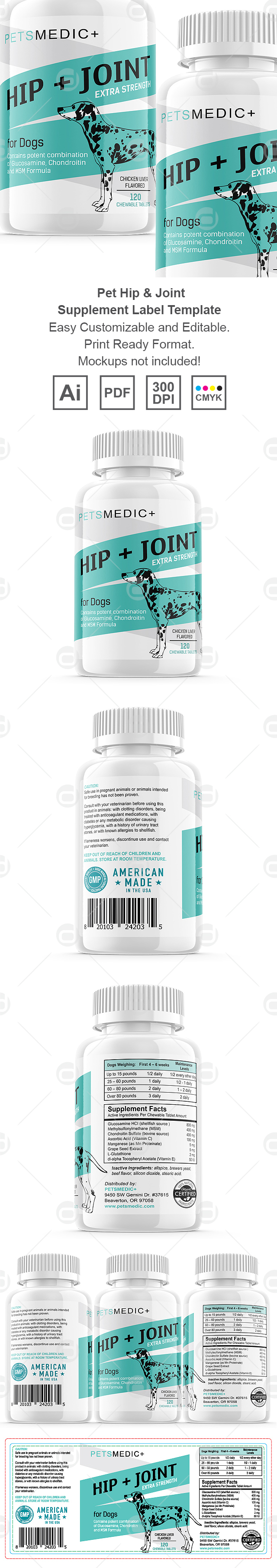 Pet Hip & Joint Supplement Label Template