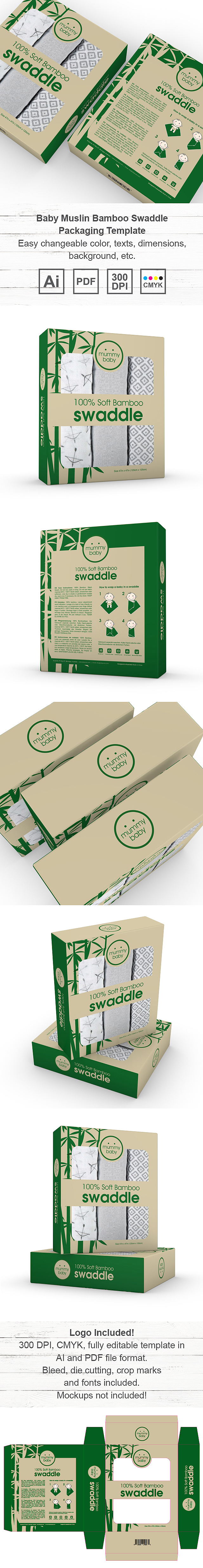 Baby Bamboo Swaddle Packaging Template