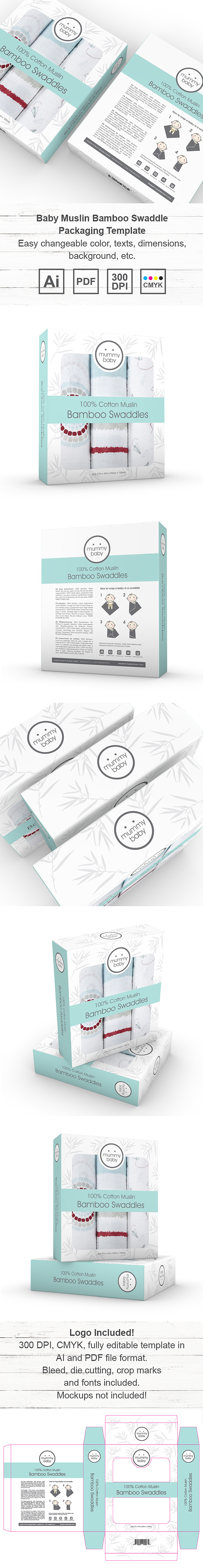 Baby Bamboo Swaddle Packaging Template