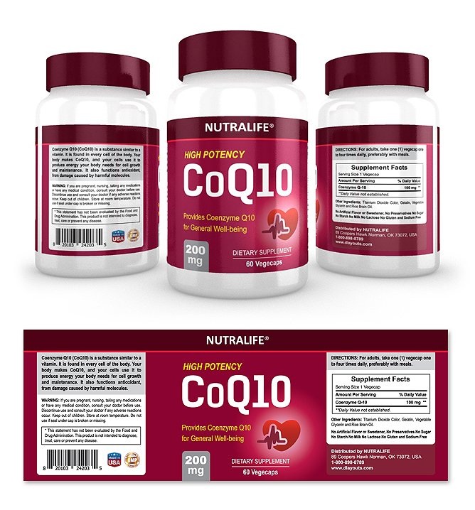CoQ10  Supplement Label Template