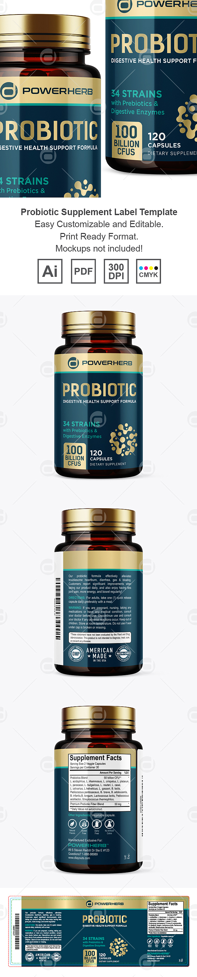 Probiotic Supplement Label Template