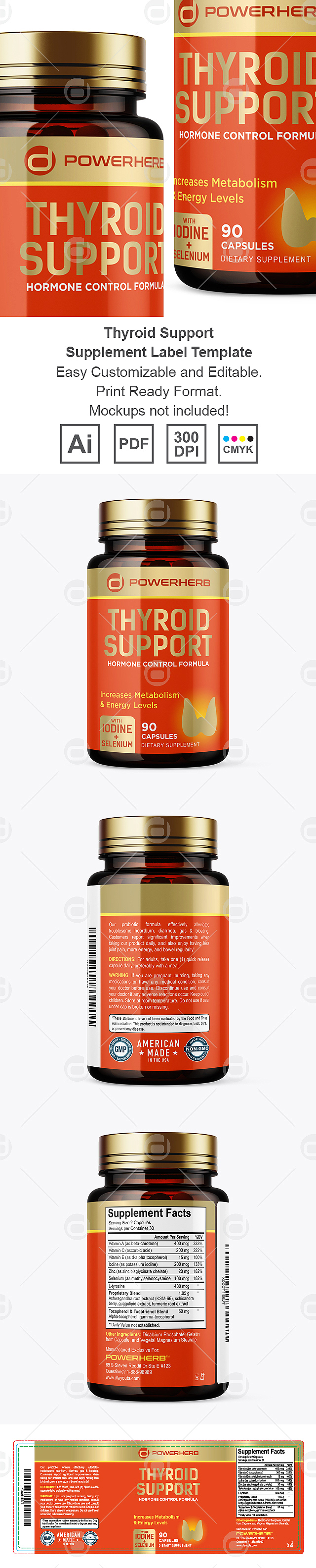 Thyroid Support  Supplement Label Template