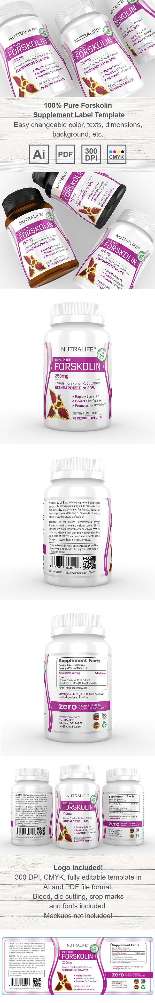 Forskolin Extract Supplement Label Template